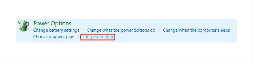 Power Options with Edit power plan highlighted
