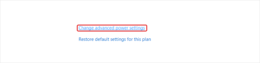 Change advanced power settings link