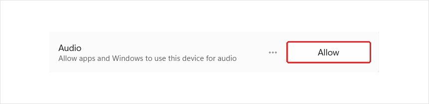 Audio setting with Allow button