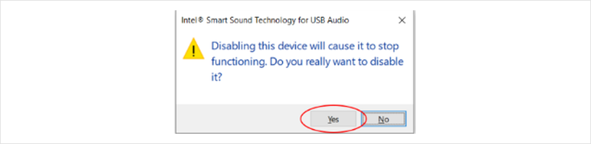 Warning dialog with Yes button